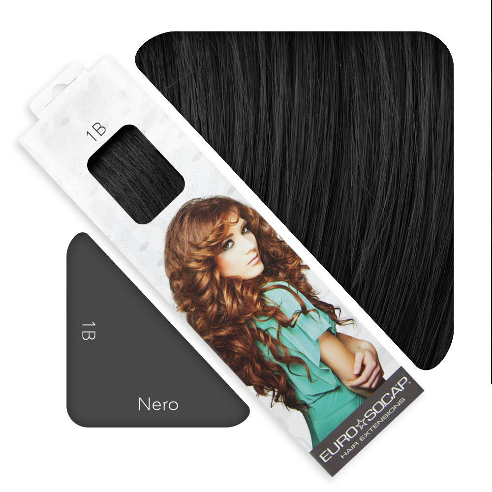 Extension 10 Ciocche Capelli Naturali 50-55cm Nero 1B Eurosocap
