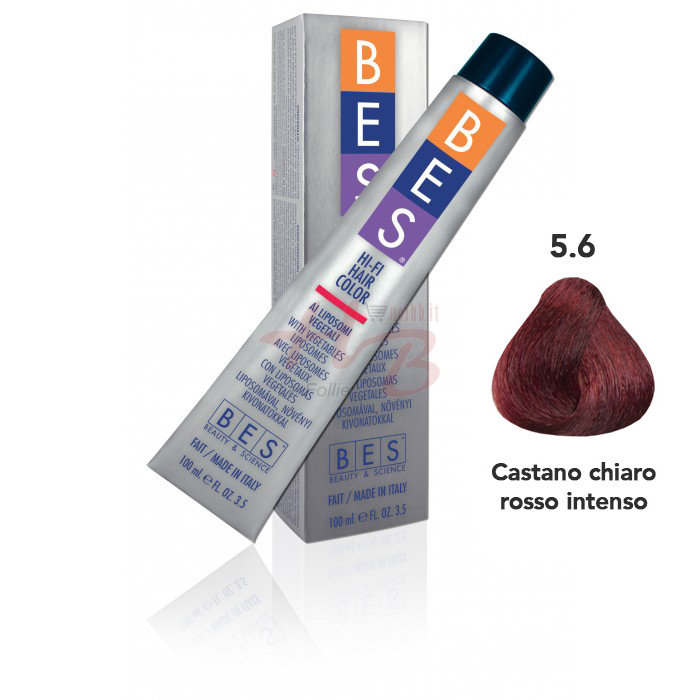 Bes Hi-Fi Hair Color Liposomi vegetali 5.6 CASTANO CHIARO ROSSO INTENSO - Tinta per capelli - 100ml
