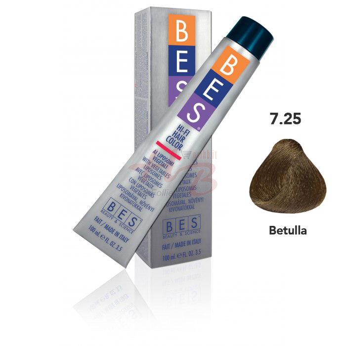 Bes Hi-Fi Hair Color Liposomi vegetali 7.25 BIONDO IRISEE MOGANO - Tinta per capelli - 100ml 