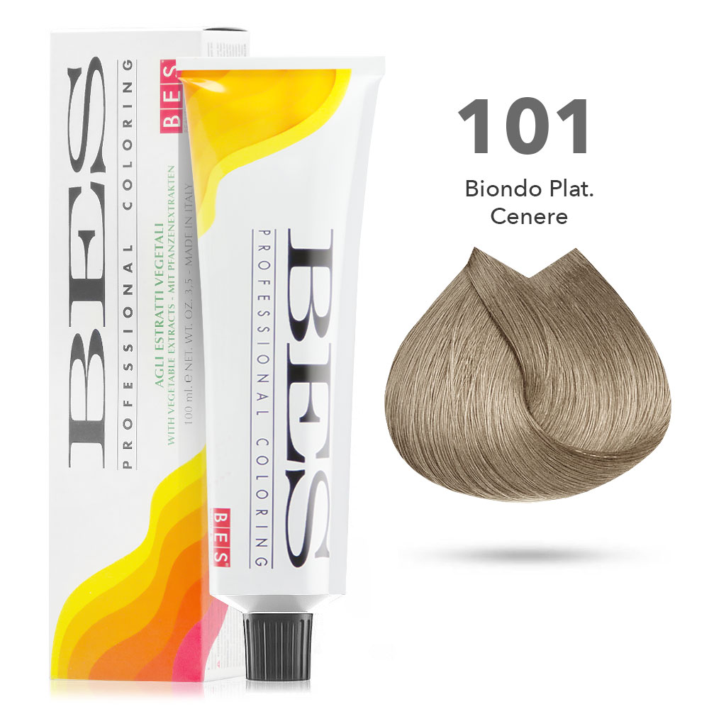 Bes Professional Coloring tinta per capelli estratti vegetali - 101 BIONDO PLATINO CENERE - 100ML