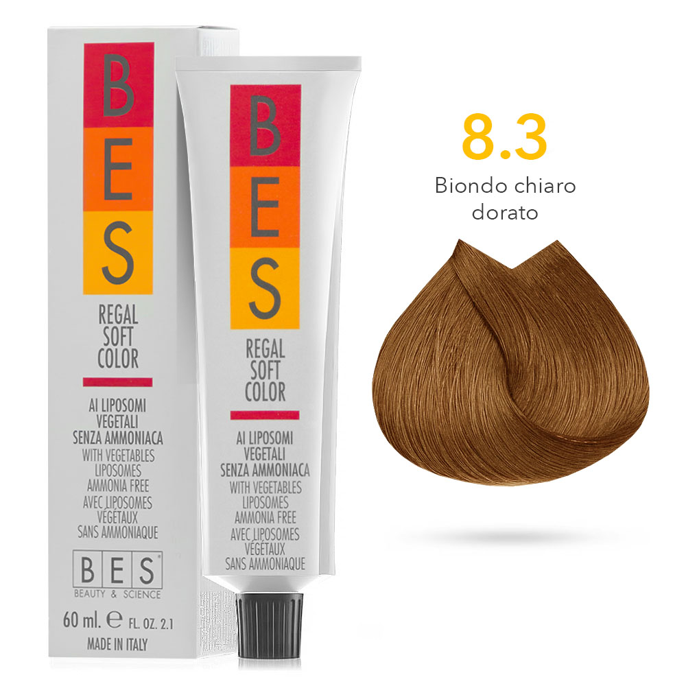 Tinta Riflessante tonalizzante Bes Regal Soft Color Liposomi Vegetali Senza ammoniaca 8.3 BIONDO CHIARO DORATO 60ml