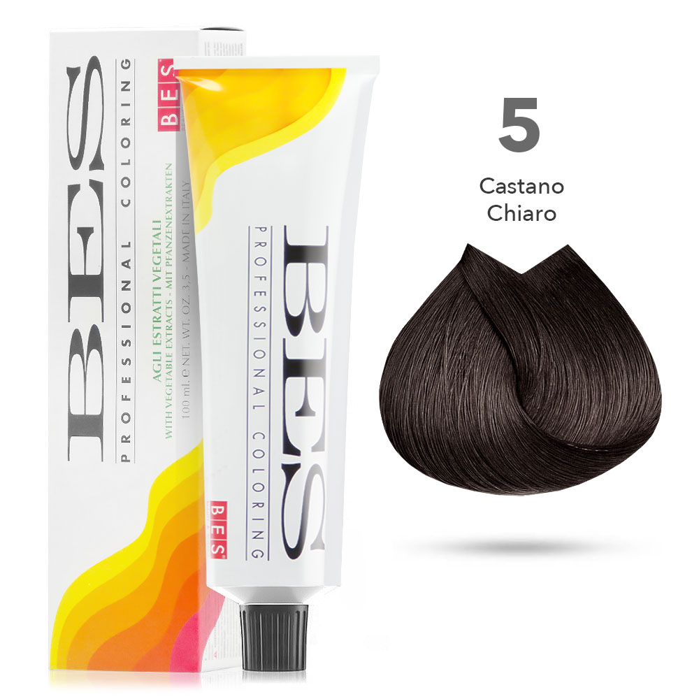 Bes Professional Coloring tinta per capelli estratti vegetali - 5 CASTANO CHIARO - 100ML