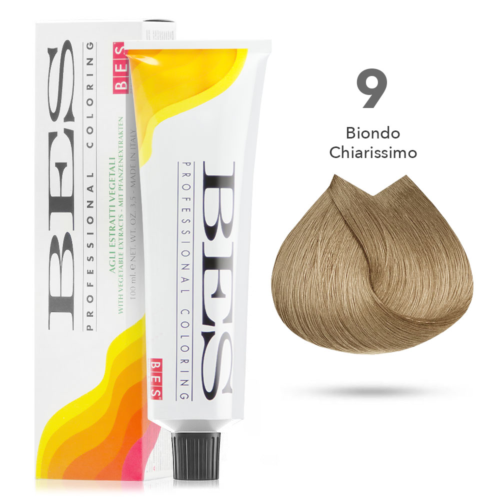Bes Professional Coloring tinta per capelli estratti vegetali - 9 BIONDO CHIARISSIMO - 100ML