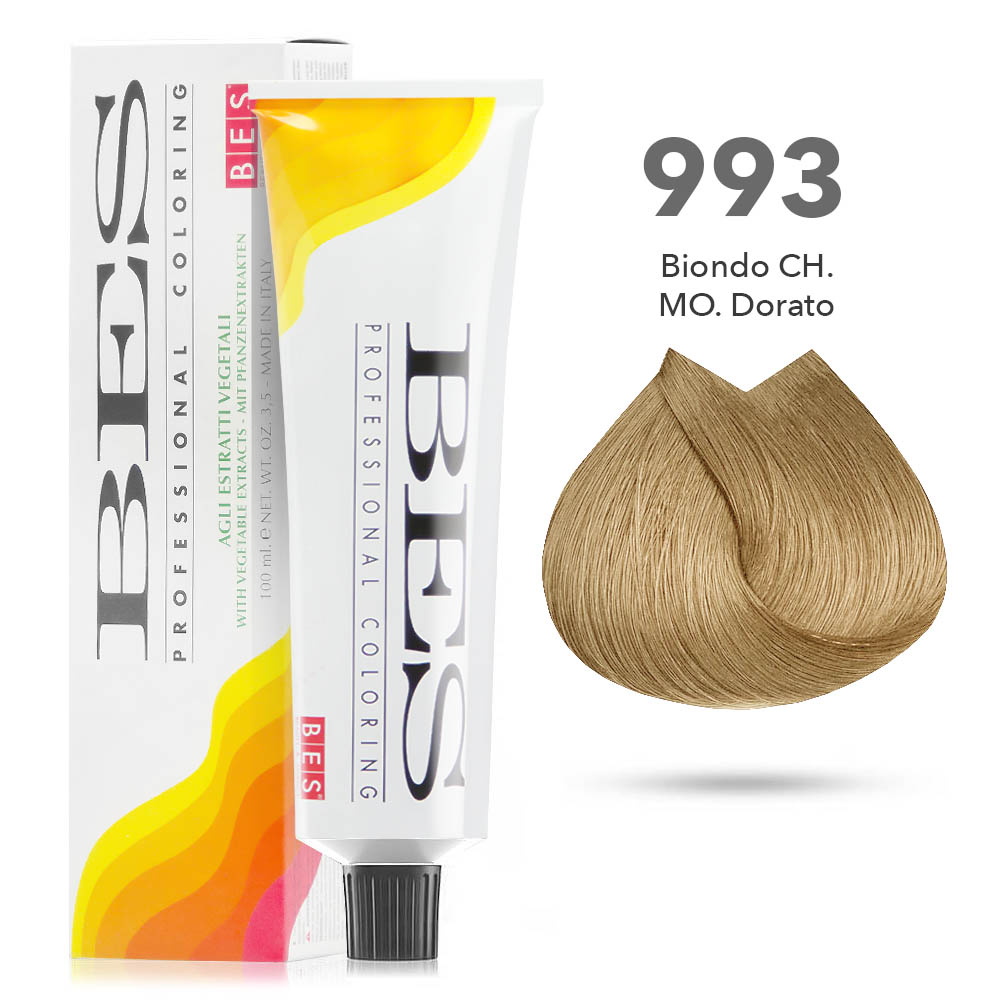 Bes Professional Coloring tinta per capelli estratti vegetali - 993 BIONDO CHIARISSIMO DORATO - 100ML