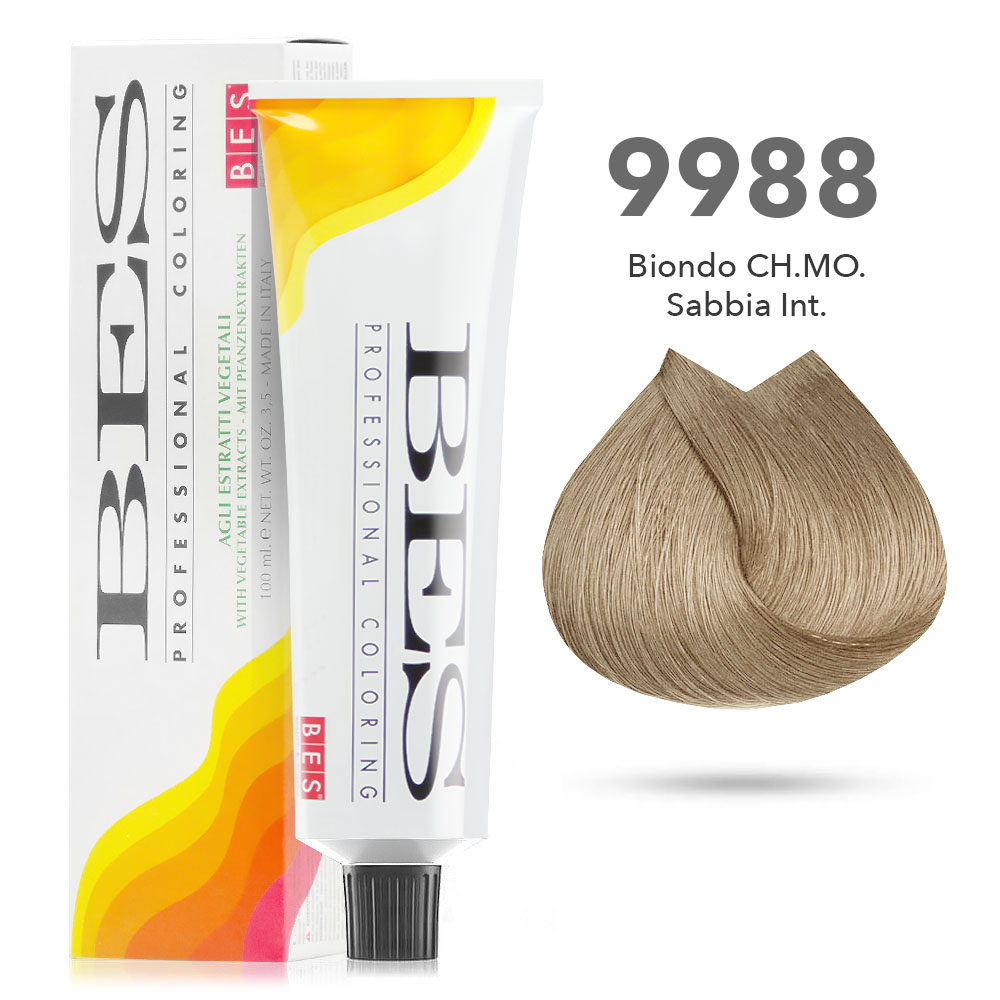 Bes Professional Coloring tinta per capelli estratti vegetali - 9988 BIONDO CHIARISSIMO SABBIA INTENSO - 100ML
