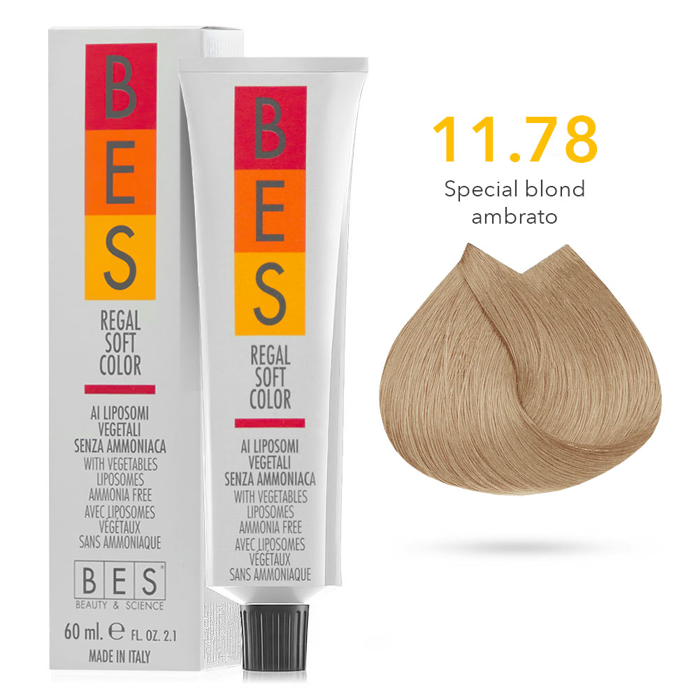 Tinta Riflessante tonalizzante Bes Regal Soft Color Liposomi Vegetali Senza ammoniaca 11.78 SPECIAL BLOND AMBRATO 60ml