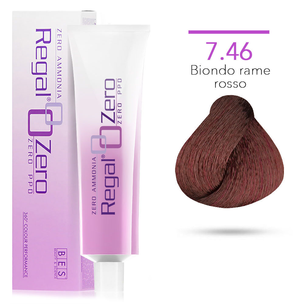 Bes Regal Zero senza ammoniaca senza ppd 7.46 BIONDO RAME ROSSO - tinta per capelli - 100ml